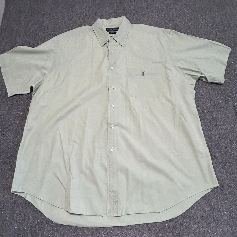 Polo Ralph Lauren Shirt Adult 2XL Light Green Blake‎  Linen Short Sleeve